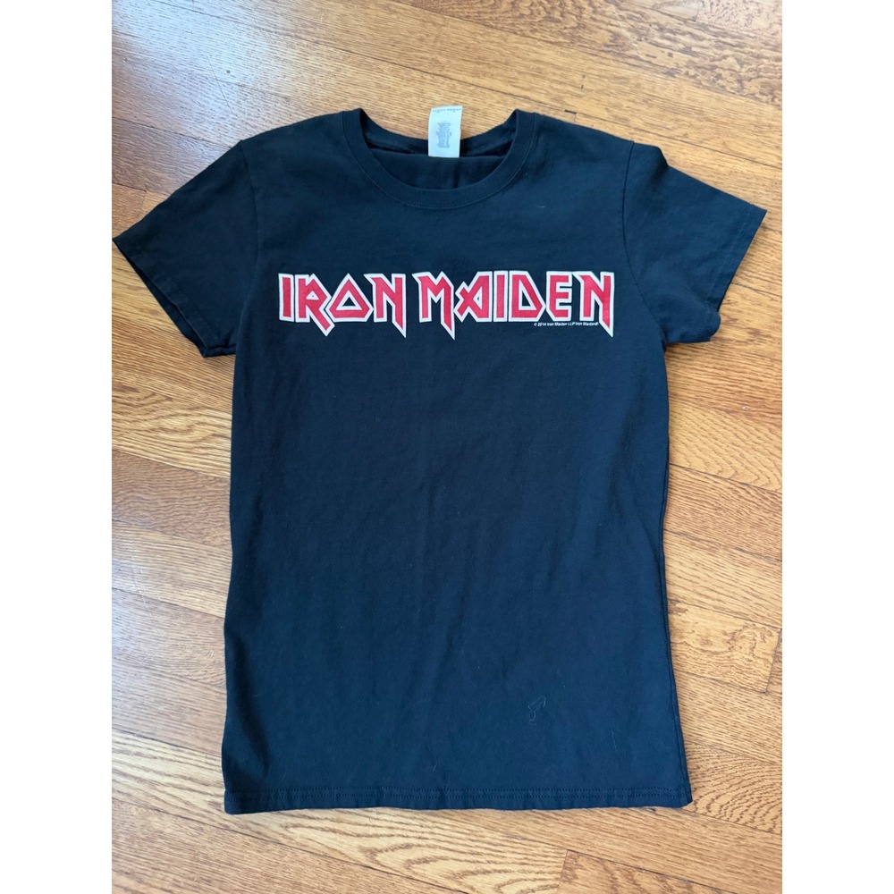 Iron Maiden Graphic T-Shirt Womens Small Black Red Logo Heavy Cotton 2014 Merch